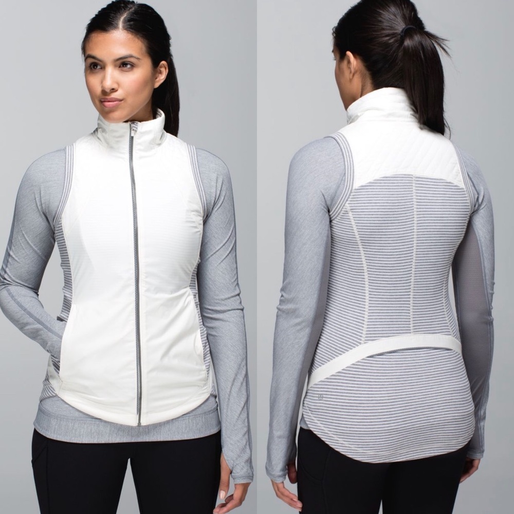 Lululemon Rebel Runner White Grey Stripe Vest 4